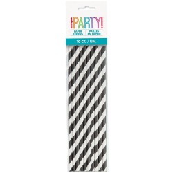 Black Stripe Paper Straws (10 Pack)