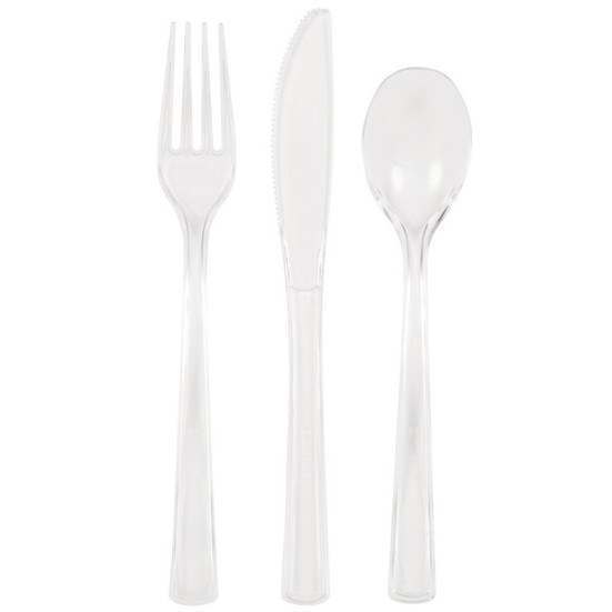 Clear Plastic Cutlery (x6 Sets)