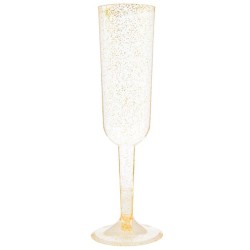 Gold Glitter Plastic Champagne Flute (4 Pack)
