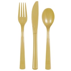 Gold Plastic Cutlery (x6 Sets)