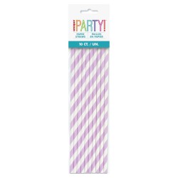 Lavender Stripe Paper Straws (10 Pack)