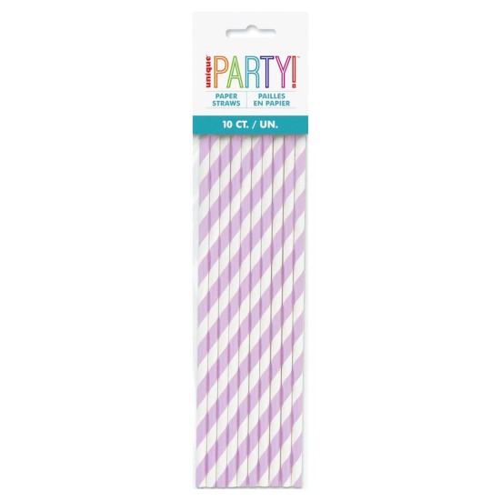 Lavender Stripe Paper Straws (10 Pack)