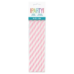 Lovely Pink Stripe Paper Straws (10 Pack)