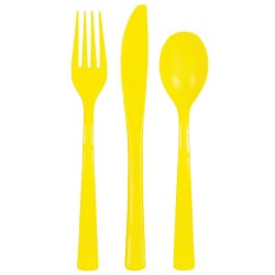 Neon Yellow Plastic Cutlery (x6 Sets)