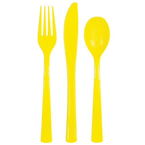 Neon Yellow Plastic Cutlery (x6 Sets)