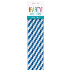 Royal Blue Stripe Paper Straws (40 Pack)