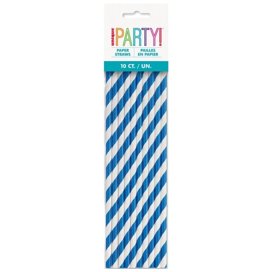 Royal Blue Stripe Paper Straws (40 Pack)