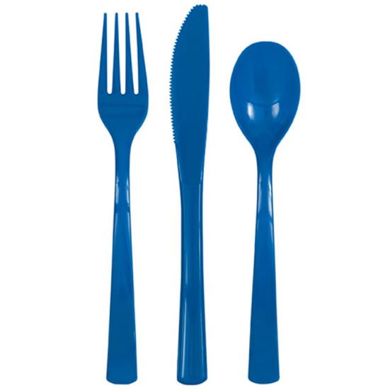 Royal Blue Plastic Cutlery (x6 Sets)