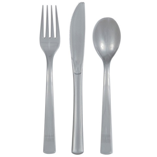Silver Plastic Cutlery (x6 Sets)