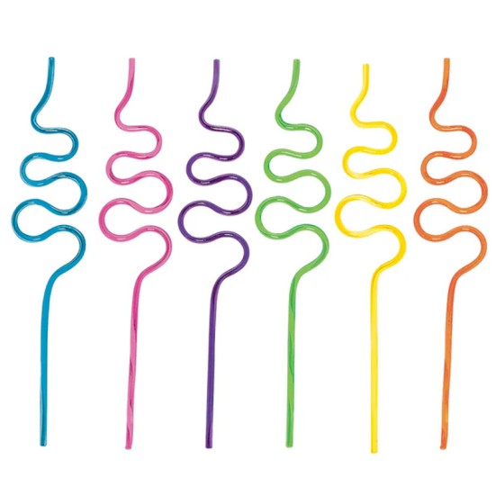 Plastic Squiggle Straws (12 Pack)