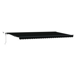 Automatic Retractable Awning with LED Black 600x300 cm,  Awning Replacement Fabric for 6x3 m Frame Black