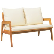 4 Piece Bistro Set with Cream Cushions Solid Wood Acacia