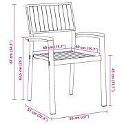 3 Piece Garden Dining Set Solid Wood Acacia and Grey Metal