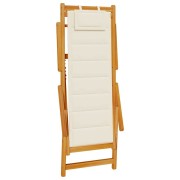 Folding Beach Chairs 2 pcs Cream Solid Wood Acacia & Textilene