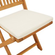 Folding Garden Chairs with White Cushion 6pcs Solid Acacia Wood