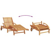 Sun Lounger with Cushion and Table Taupe Solid Wood Acacia,  Folding Sun Lounger with Wheels & Cushion Taupe Solid Wood Acacia