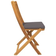 Folding Garden Chairs with Grey Cushion 8pcs Solid Acacia Wood