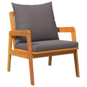 4 Piece Bistro Set with Dark Grey Cushions Solid Wood Acacia