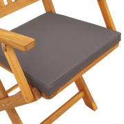 Folding Garden Chairs with Grey Cushion 4pcs Solid Acacia Wood