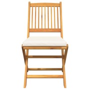 Folding Garden Chairs with White Cushion 6pcs Solid Acacia Wood