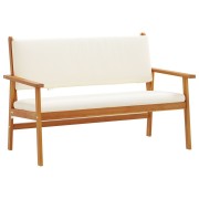 3 Piece Garden Sofa Set with Cream Cushions Solid Wood Acacia