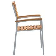 Stackable Garden Chairs 8 pcs Solid Wood Acacia and Metal