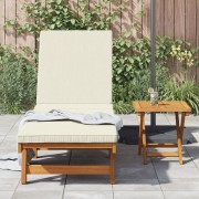 Wheeled Sun Lounger with Table and Cushion - Solid Acacia Wood