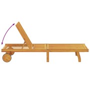 Rolling Sun Loungers 2 Pack with Table & Cushion - Solid Acacia Wood