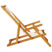 Folding Beach Chairs 2 pcs Cream Solid Wood Acacia & Textilene