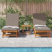 Sun Lounger Set of 3 Taupe Solid Acacia wood Foldable