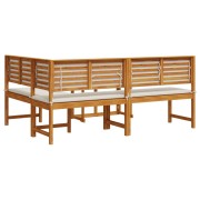 Corner Sofa Set Set of 3 Brown Solid Acacia wood Foldable