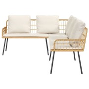 4 Piece Garden Sofa Set with Beige Cushions and Natural Poly Rattan