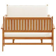 3 Piece Garden Sofa Set with Cream Cushions Solid Wood Acacia