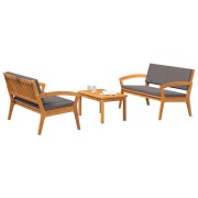 3-Piece Bistro Set with Cushions Solid Acacia Wood