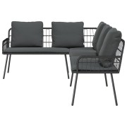 2 Piece Garden Sofa Set with Cushions Black Poly Rattan