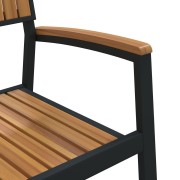 3 Piece Garden Dining Set Solid Wood Acacia and Black Metal