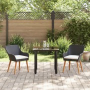 3 Piece Garden Dining Set Black Poly Rattan