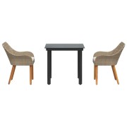 3 Piece Garden Dining Set Beige Poly Rattan