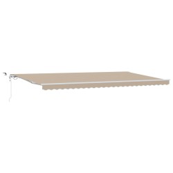 Automatic Retractable Awning with LED Beige 600x350 cm,  Awning Replacement Fabric for 6x3,5 m Frame Beige