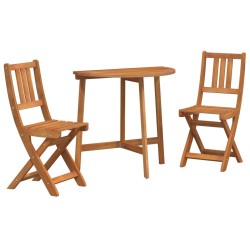 3 Piece Folding Garden Bistro Set Solid Wood Acacia