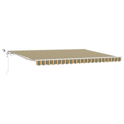 Automatic Retractable Awning with LED Green and Yellow 450x300 cm,  Awning Replacement Fabric for 4.5x3 m Frame Green and Yellow