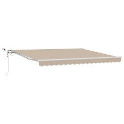 Automatic Retractable Awning with LED Beige 400x300 cm,  Awning Replacement Fabric for 4x3 m Frame Beige