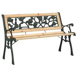 Garden Bench with Rose Patterned Backrest 116 cm Wood