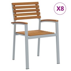 Stackable Garden Chairs 8 pcs Solid Wood Acacia and Metal
