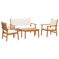 4 Piece Garden Sofa Set with Cushions Solid Wood Acacia