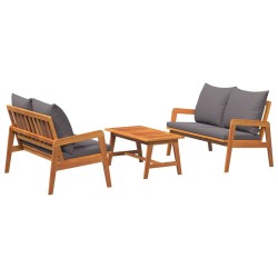 3 Piece Bistro Set with Anthracite Cushions Solid Wood Acacia