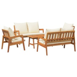 5 Piece Bistro Set with Cushions Solid Wood Acacia