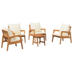 5 Piece Bistro Set with Cushions Solid Wood Acacia