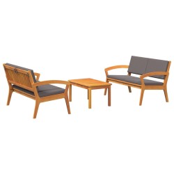 3-Piece Bistro Set with Cushions Solid Acacia Wood