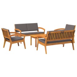 5 Piece Bistro Set with Cushions Solid Wood Acacia